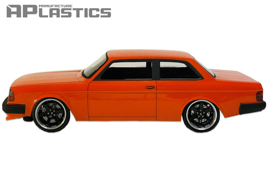 242GT Lexan RC body shell side profile showing iconic Scandinavian coupe proportions