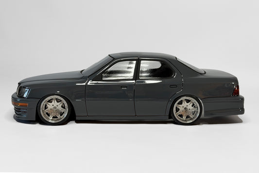 LS400 Lexan RC body shell side profile showing luxury sedan proportions and clean body lines