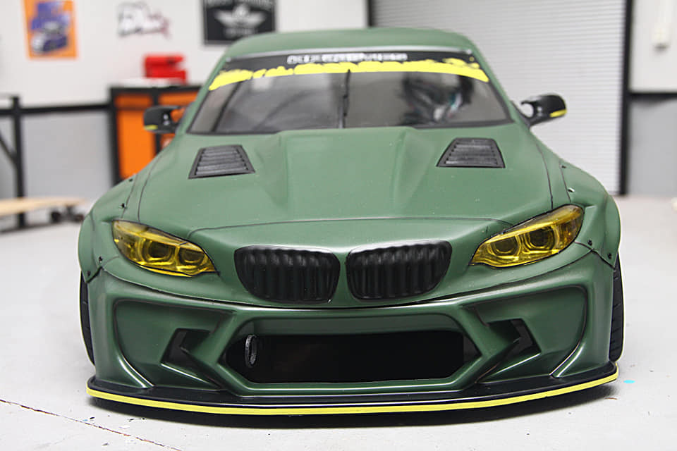 1/10 scale RC drift shell front view – BMW M2 F22 body by APlastics