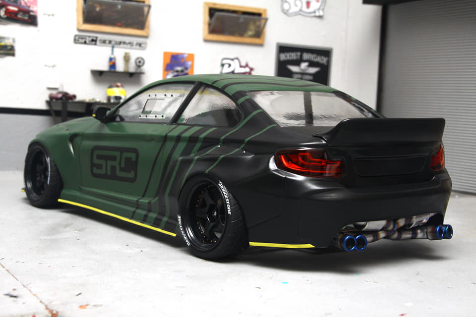 BMW M2 F22 RC body shell rear view – high-detail clear polycarbonate by APlastics