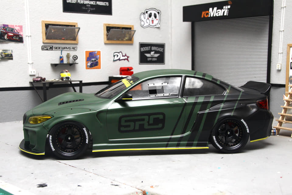 BMW M2 F22 RC body shell side view – high-detail clear polycarbonate by APlastics