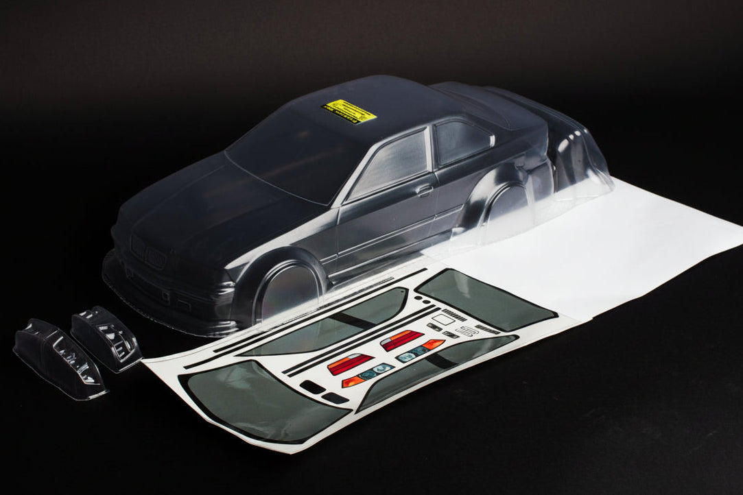 E36 M3 Wide clear Lexan RC body shell unpainted for 255–260mm wheelbase chassis