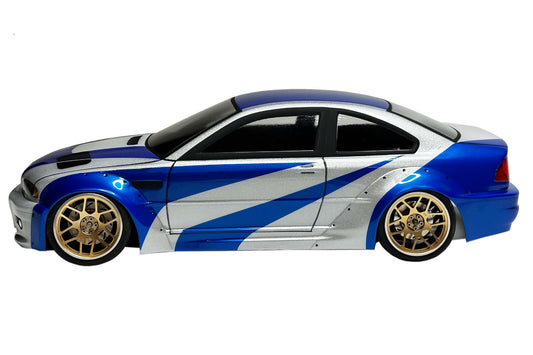E46 M3 Wide Lexan RC body shell side profile showing sculpted wide fenders and balanced proportions