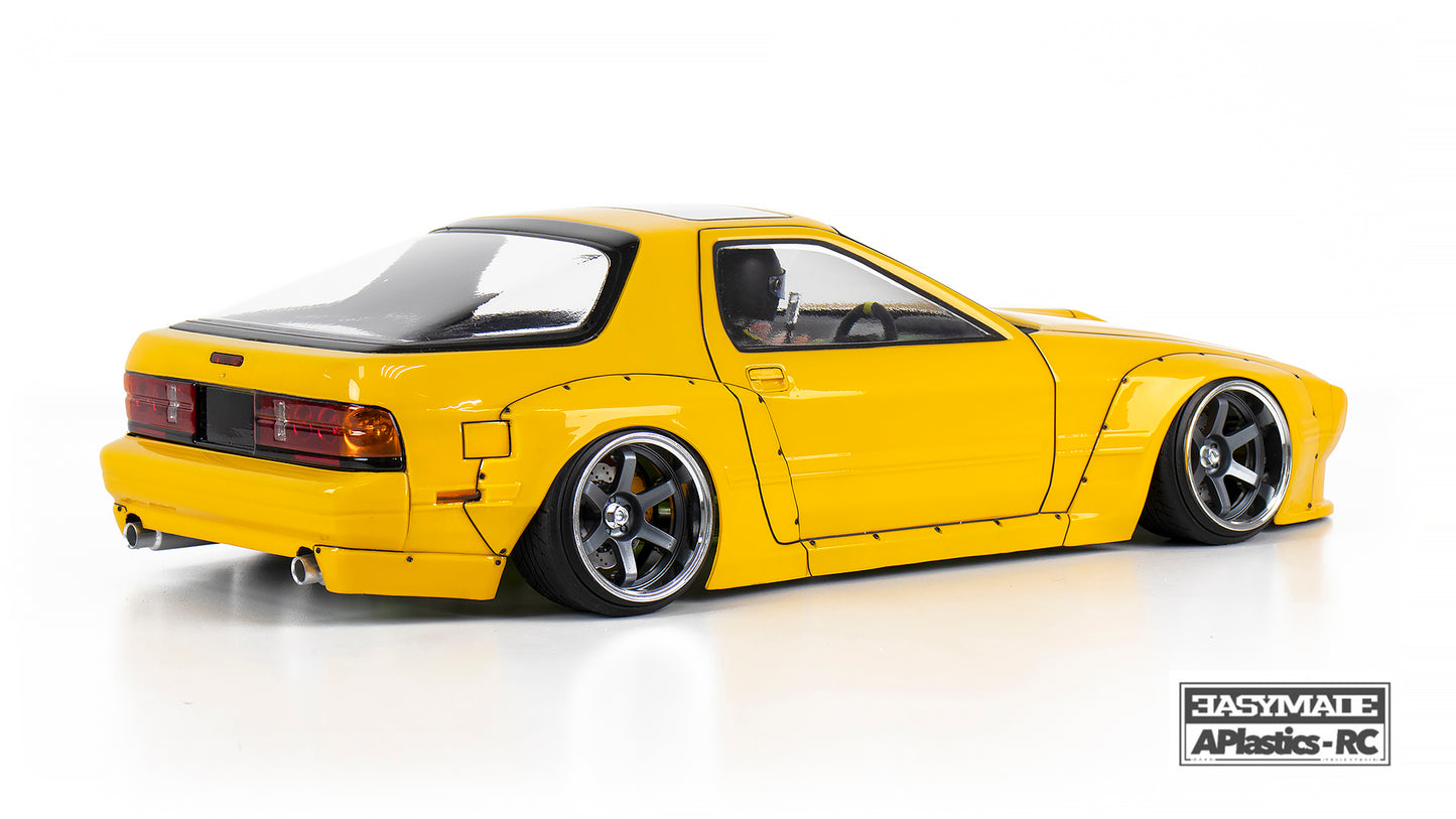 EasyMade FC3S 1/10 RC body shell rear view with iconic Japanese drift styling