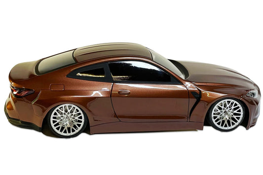 G82 M4 V2 Lexan RC body shell side profile showing aerodynamic body kit and athletic proportions