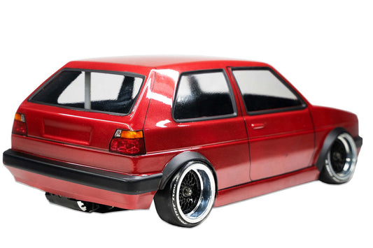 Golf MK2 1/10 RC body shell rear view with timeless European performance styling