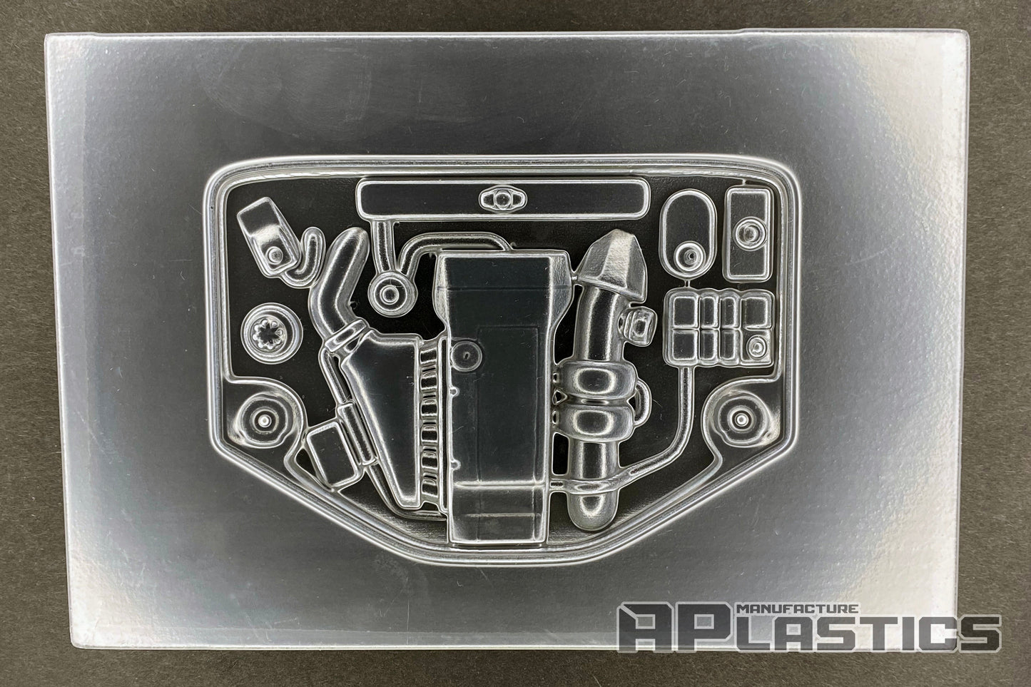 Mercedes M104 engine bay insert in clear Lexan, APlastics 1/10 RC drift accessory