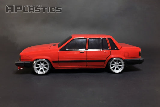 Volvo 740 Lexan RC body shell side profile showing classic boxy performance sedan proportions