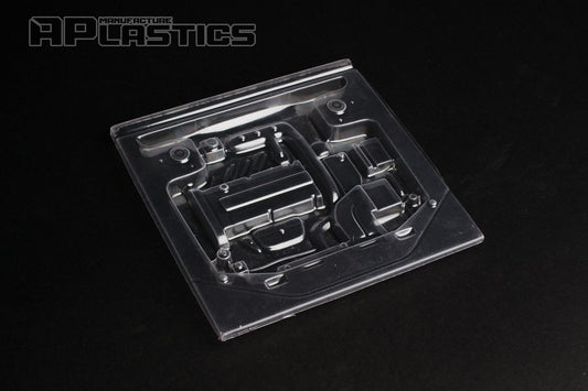 Clear Lexan Mitsubishi 4G63 engine bay accessory for 1/10 RC drift and touring bodies