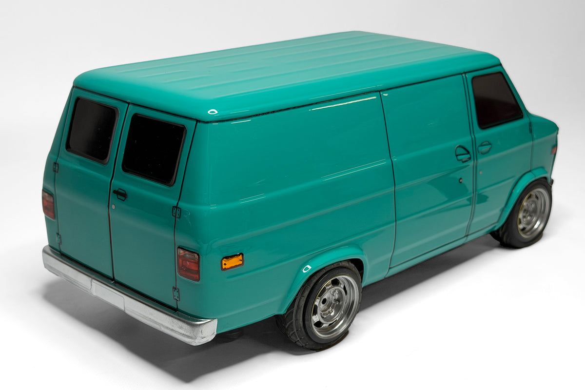 APlastics GMC Vandura 1973 1/10 RC body shell rear view with classic American van design