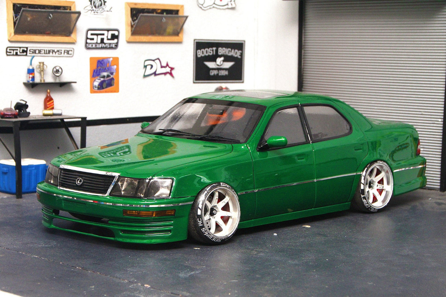 LS400 RC body shell front three-quarter view with iconic JDM VIP sedan styling