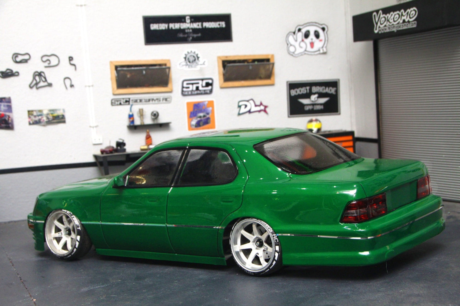 LS400 Lexan RC body shell side profile showing luxury sedan proportions and clean body lines