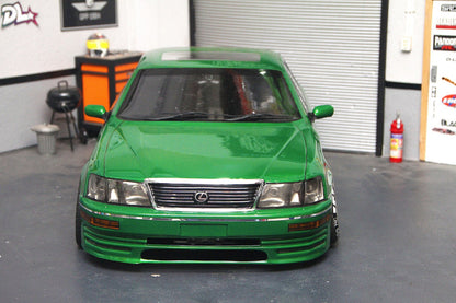 LS400 1/10 RC body shell front view for 255–260mm wheelbase drift chassis