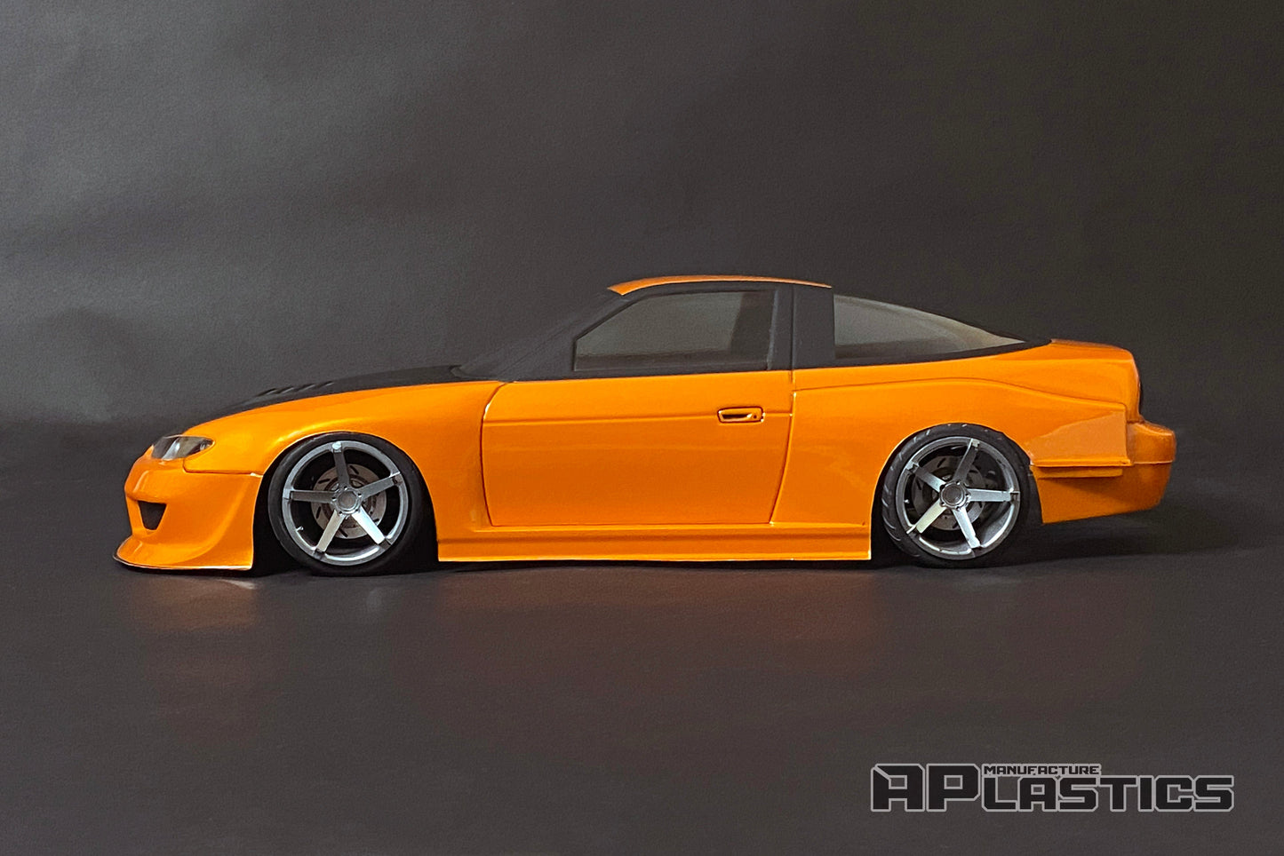 Nissan S15 Sileighty Lexan RC body shell side profile showing 180SX fastback proportions