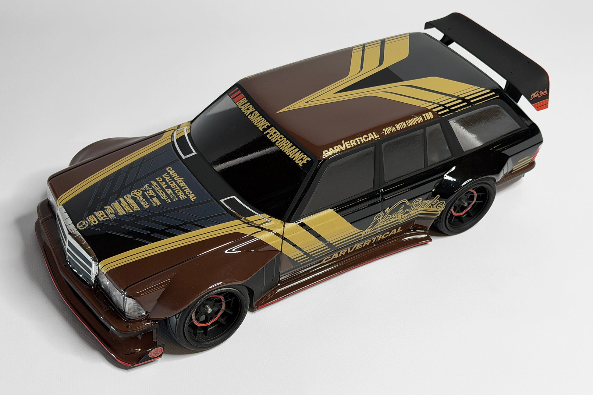 BlackSmoke S123 Tribute RC wagon body shell front three-quarter view