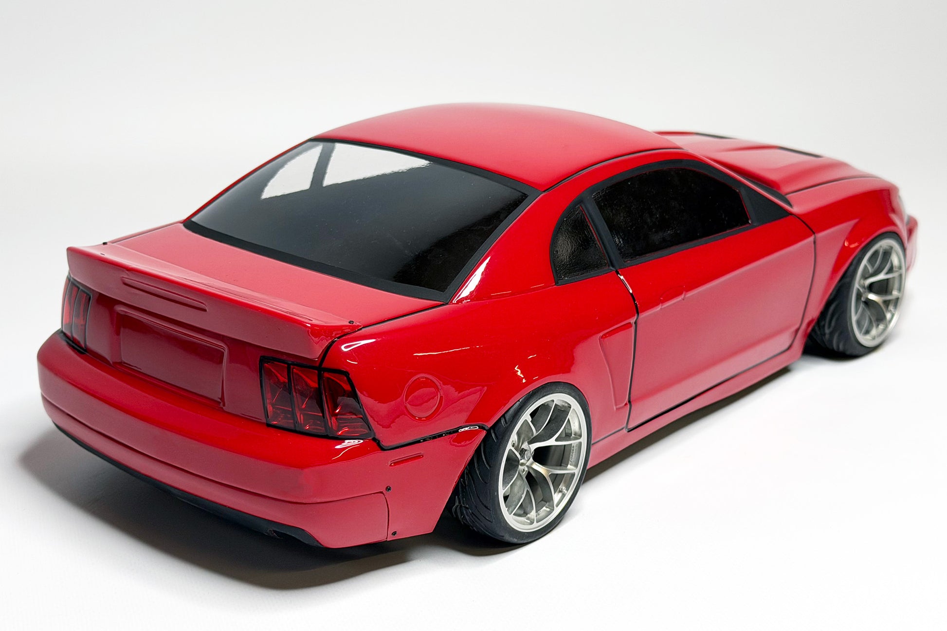 Mustang 2003 Cobra 1/10 RC body shell rear view with early 2000s performance coupe styling