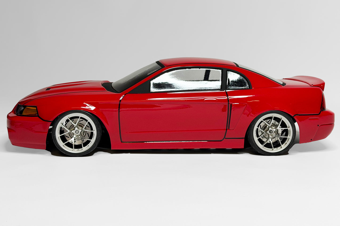 Mustang 2003 Cobra Lexan RC body shell side profile showing muscular proportions and New Edge styling