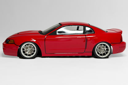 Mustang 2003 Cobra Lexan RC body shell side profile showing muscular proportions and New Edge styling