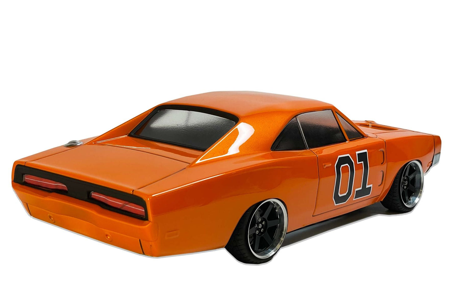 Charger 1969 1/10 RC body shell rear view with aggressive vintage performance styling