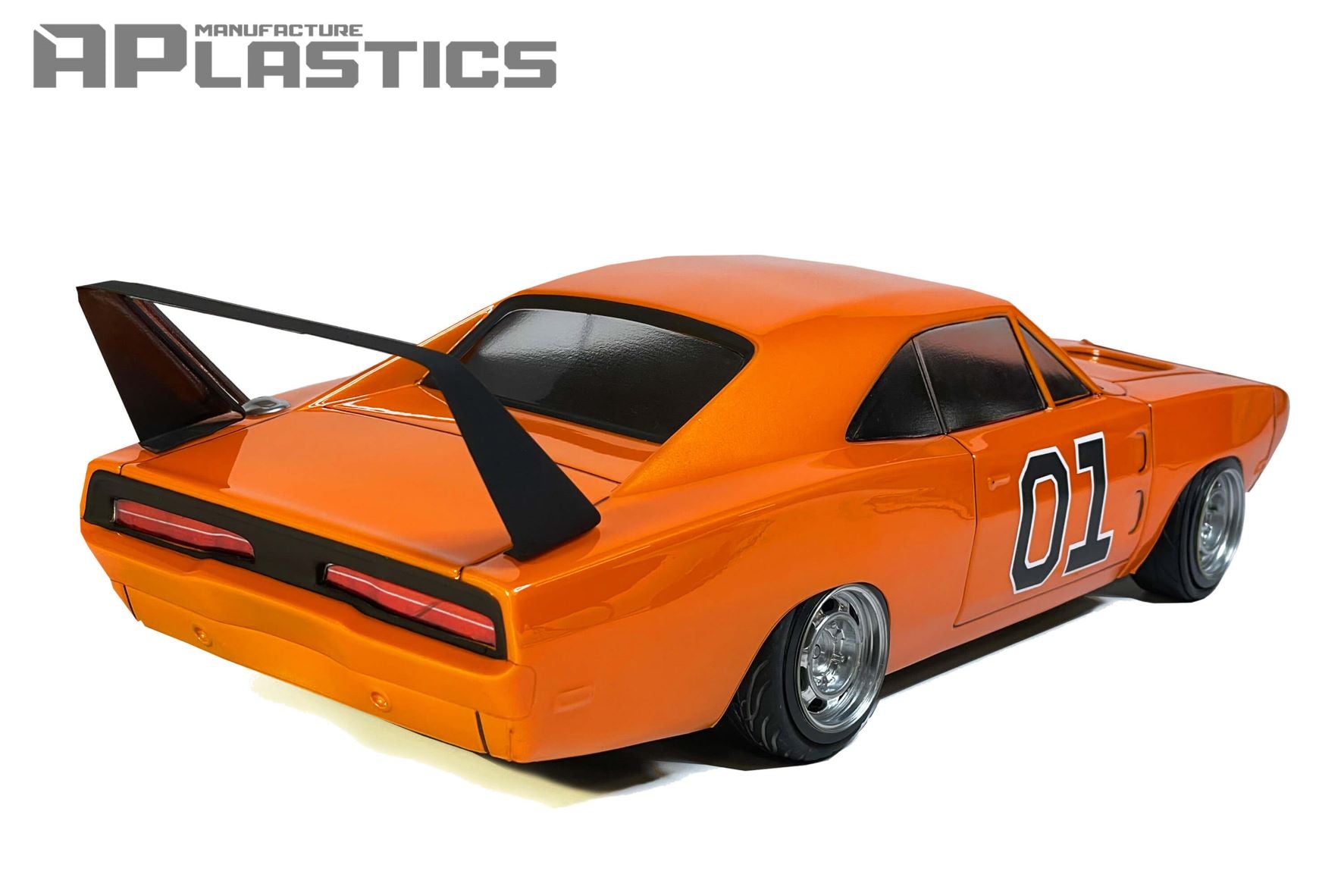 Charger Daytona 1/10 RC body shell rear view with legendary high wing design
