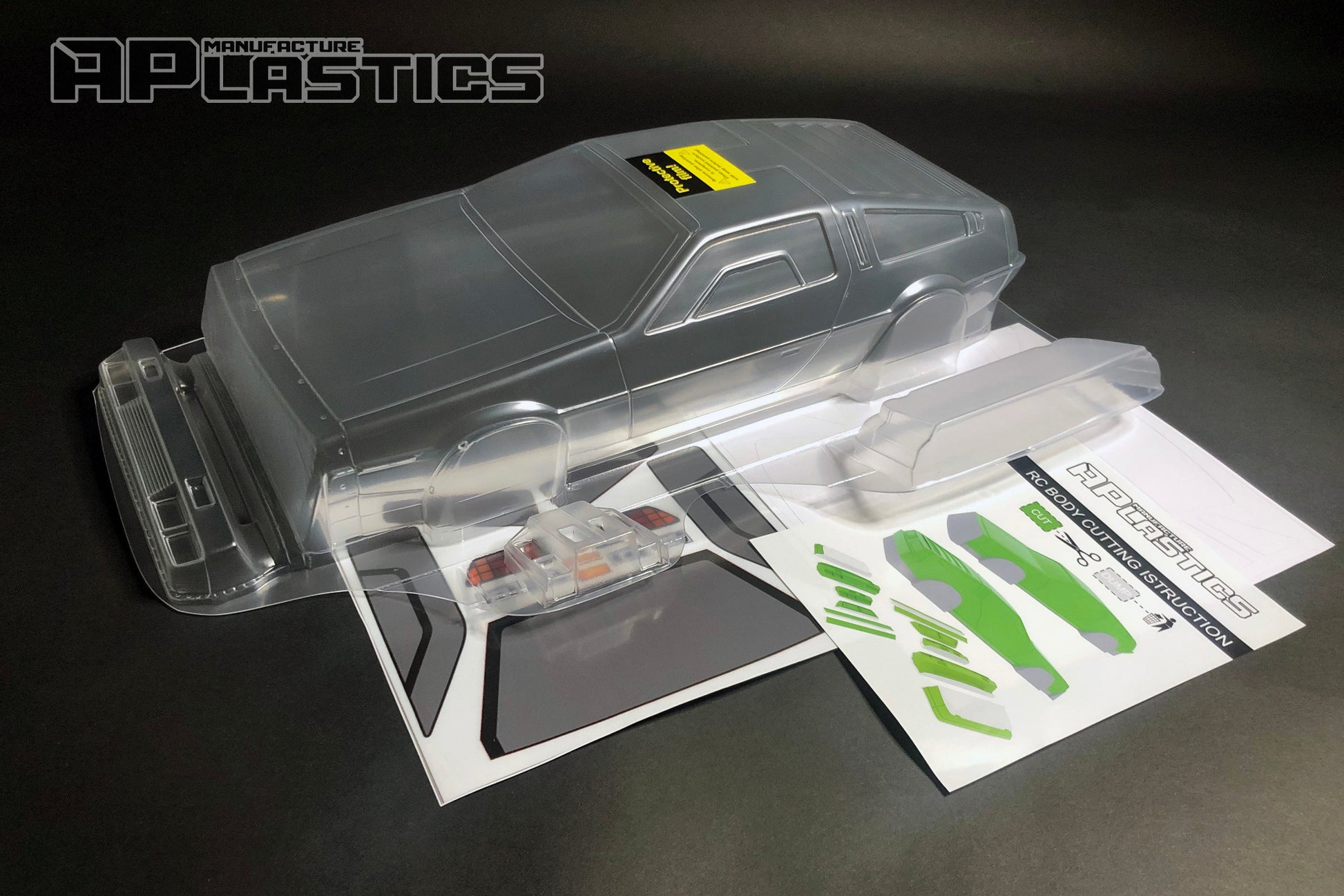 DMC DeLorean 1/10 clear polycarbonate RC body shell unpainted transparent scale model for drift chassis