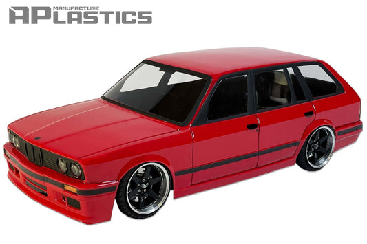 E30 Touring 1/10 RC body shell front view for 259mm wheelbase drift chassis