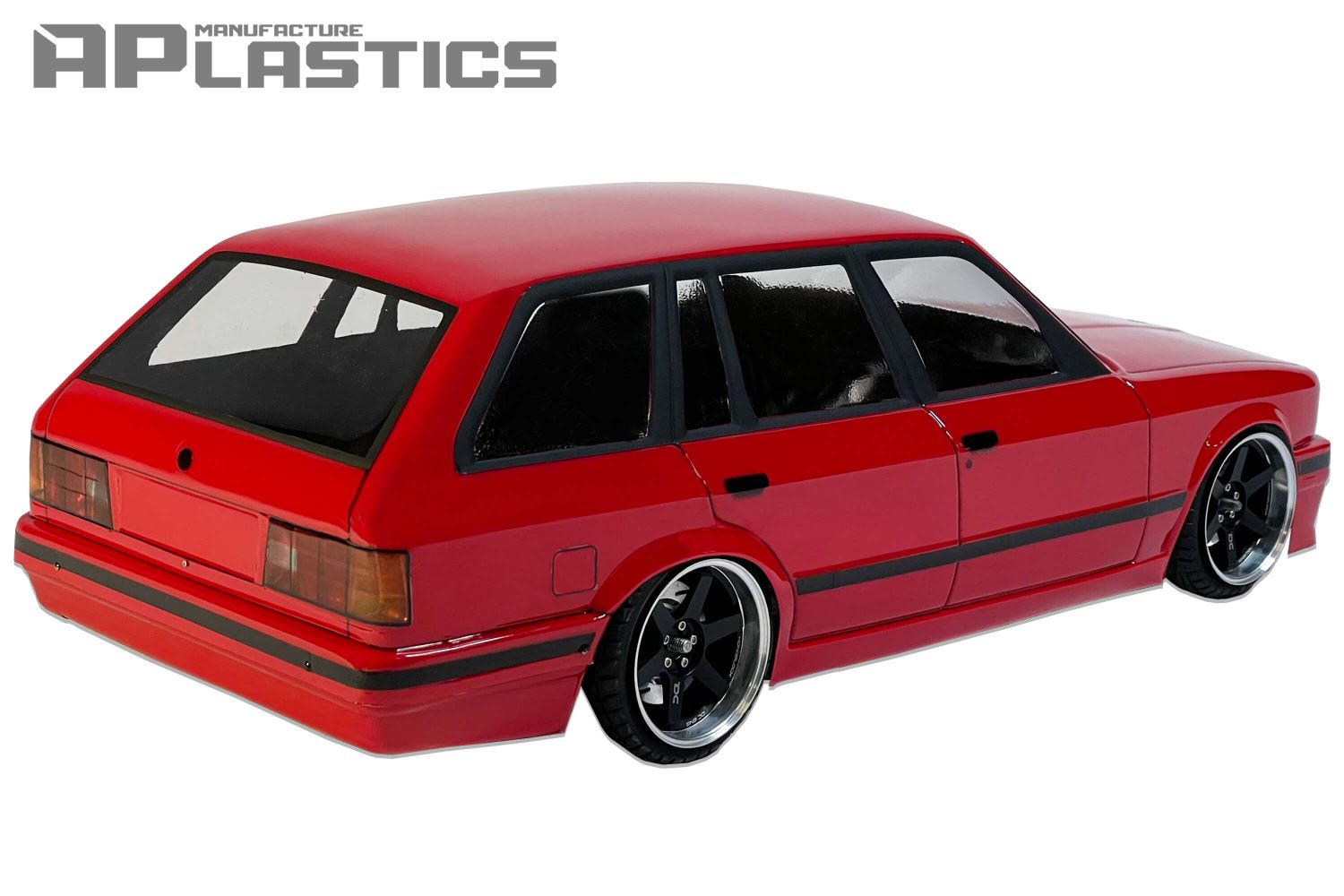 E30 Touring 1/10 RC body shell rear view with realistic estate design