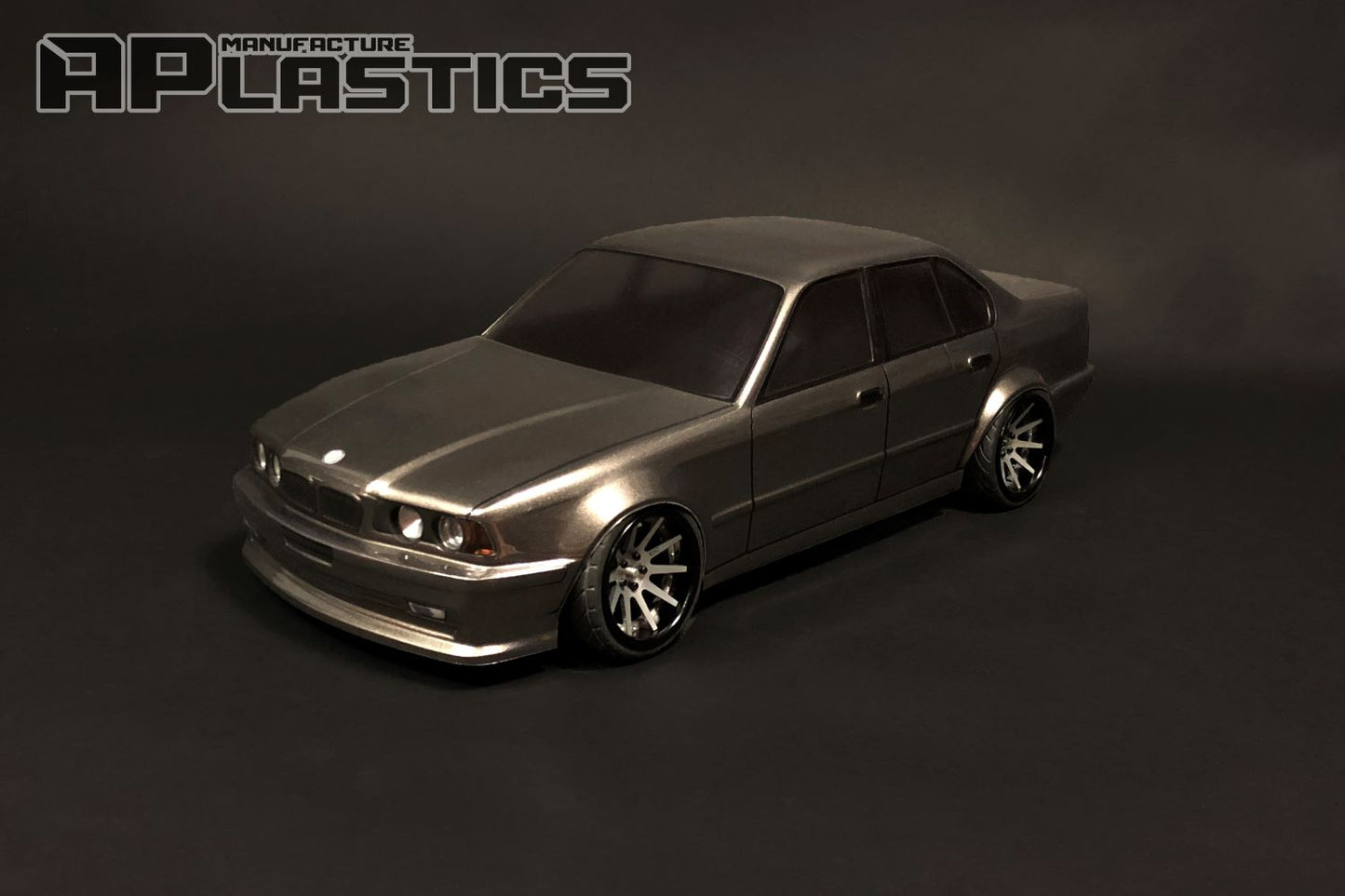E34 Sedan 1/10 RC body shell front view for 259mm wheelbase drift chassis