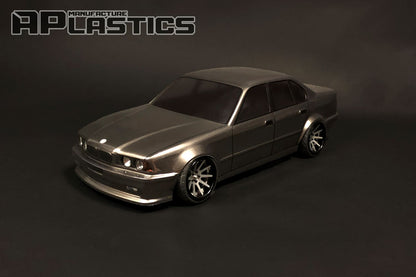 E34 Sedan 1/10 RC body shell front view for 259mm wheelbase drift chassis