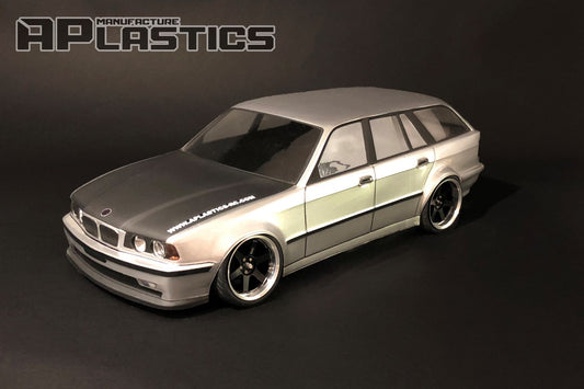 E34 Wagon 1/10 RC body shell front view for 255–260mm wheelbase drift chassis