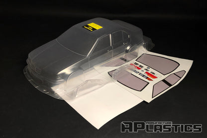 E36 Sedan clear Lexan RC body shell unpainted for 255–260mm wheelbase chassis