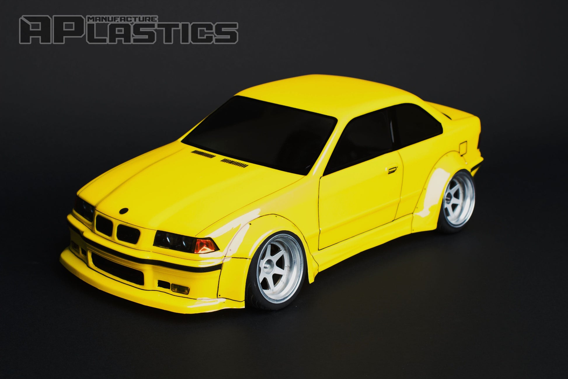 E36 M3 Wide 1/10 RC body shell front view for 255–260mm wheelbase drift chassis