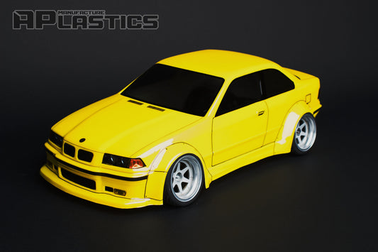 E36 M3 Wide 1/10 RC body shell front view for 255–260mm wheelbase drift chassis