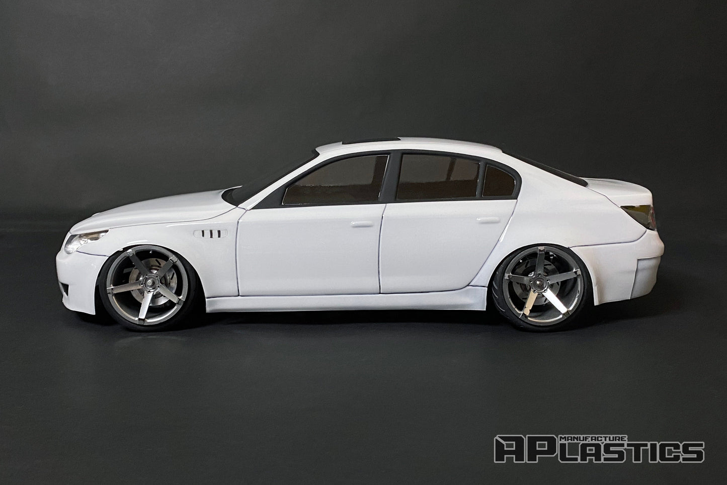 E60 Lexan RC body shell side profile showing balanced executive sedan proportions