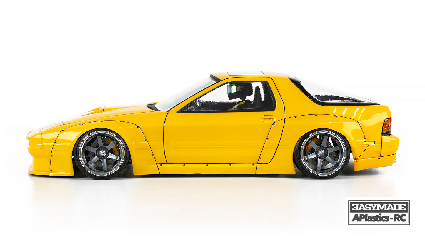 EasyMade FC3S Lexan RC body shell side profile showing widebody rotary sports car proportions