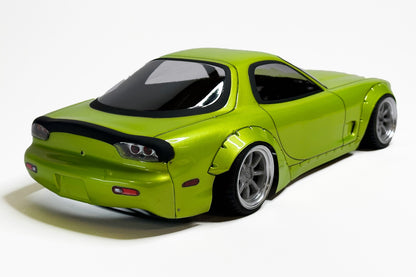 RX-7 FD Boss 1/10 RC body shell rear view with iconic Japanese drift styling