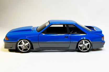 Mustang GT 1990 Foxbody Lexan RC body shell side profile showing classic Foxbody proportions