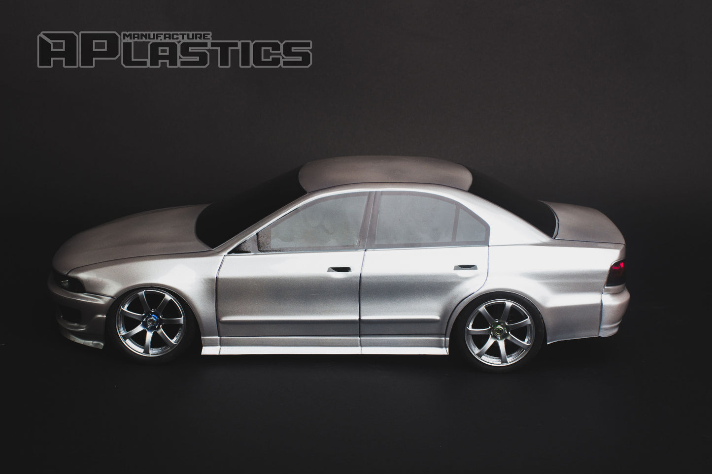 Galant VR-4 Lexan RC body shell side profile showing classic rally-inspired sports sedan proportions