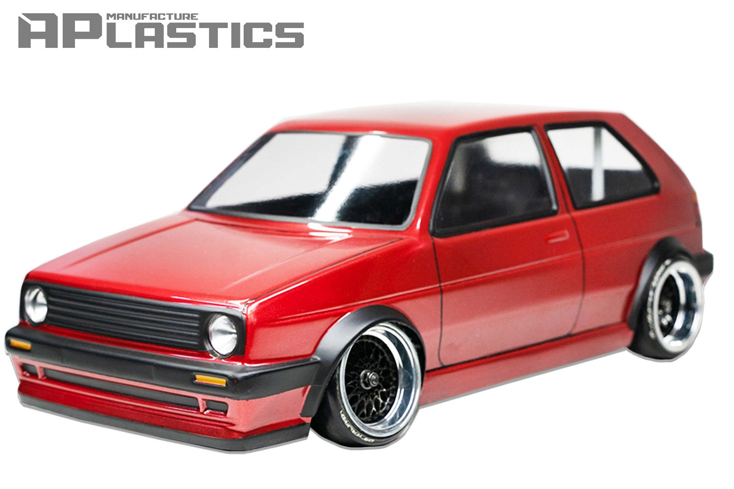 Golf MK2 1/10 RC body shell front view for 255–260mm wheelbase drift chassis