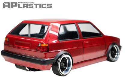 Golf MK2 1/10 RC body shell rear view with timeless European performance styling