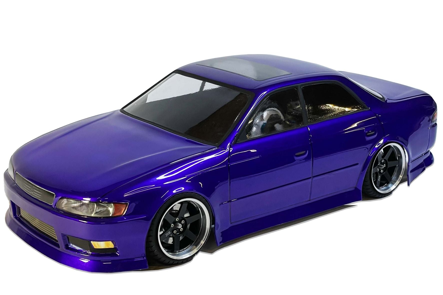Mark II JZX90 TRD 1/10 RC body shell front view for 255–260mm wheelbase drift chassis