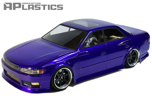 Mark II JZX90 TRD 1/10 RC body shell front view for 255–260mm wheelbase drift chassis