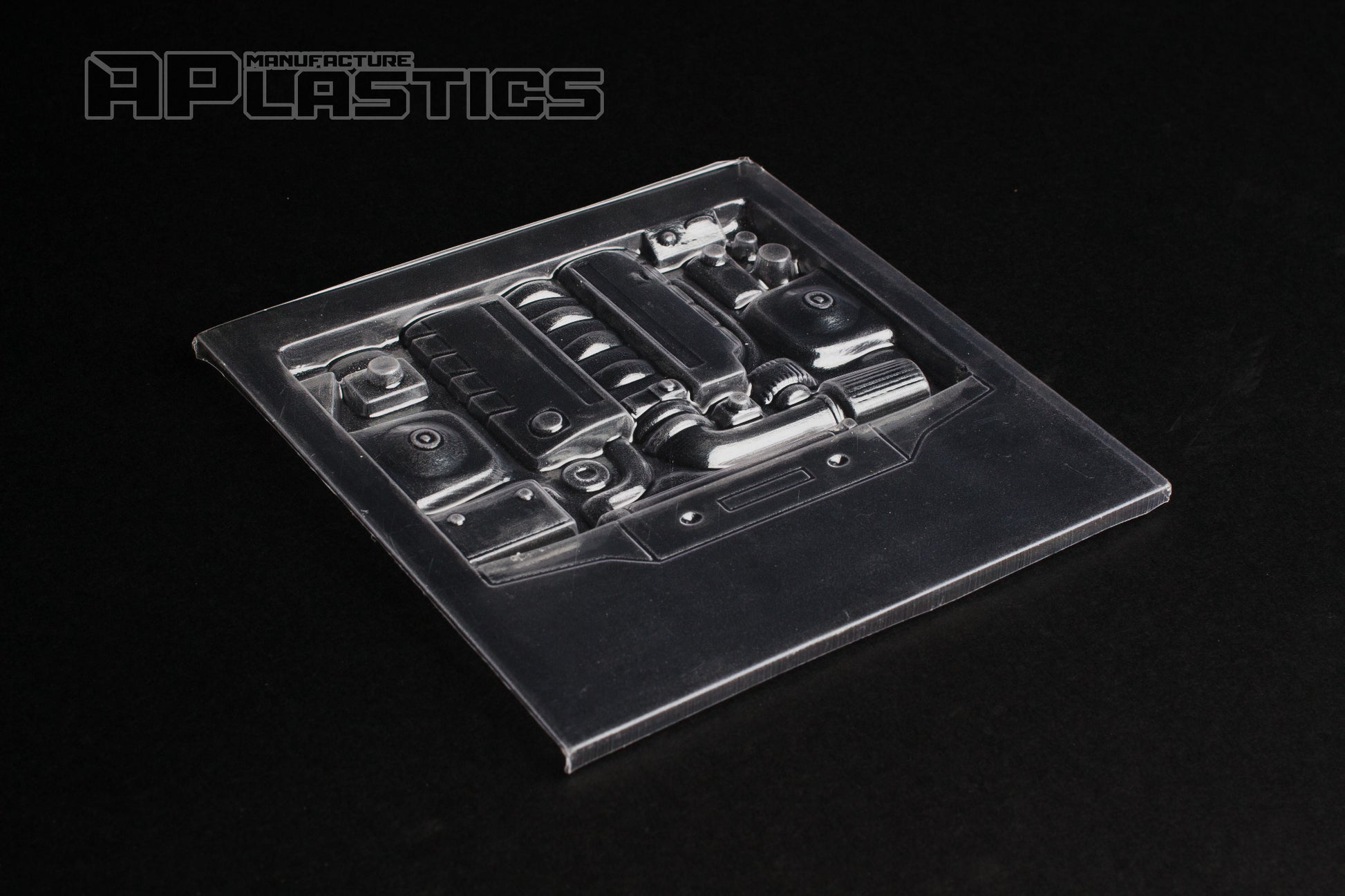 APlastics GM LS2 engine bay in clear Lexan, scale detail for 1/10 RC touring and drift bodies