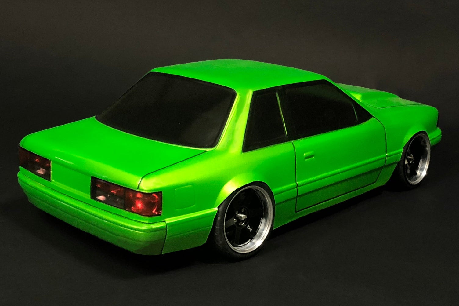 Mustang Notchback 1/10 RC body shell rear view with American street performance styling