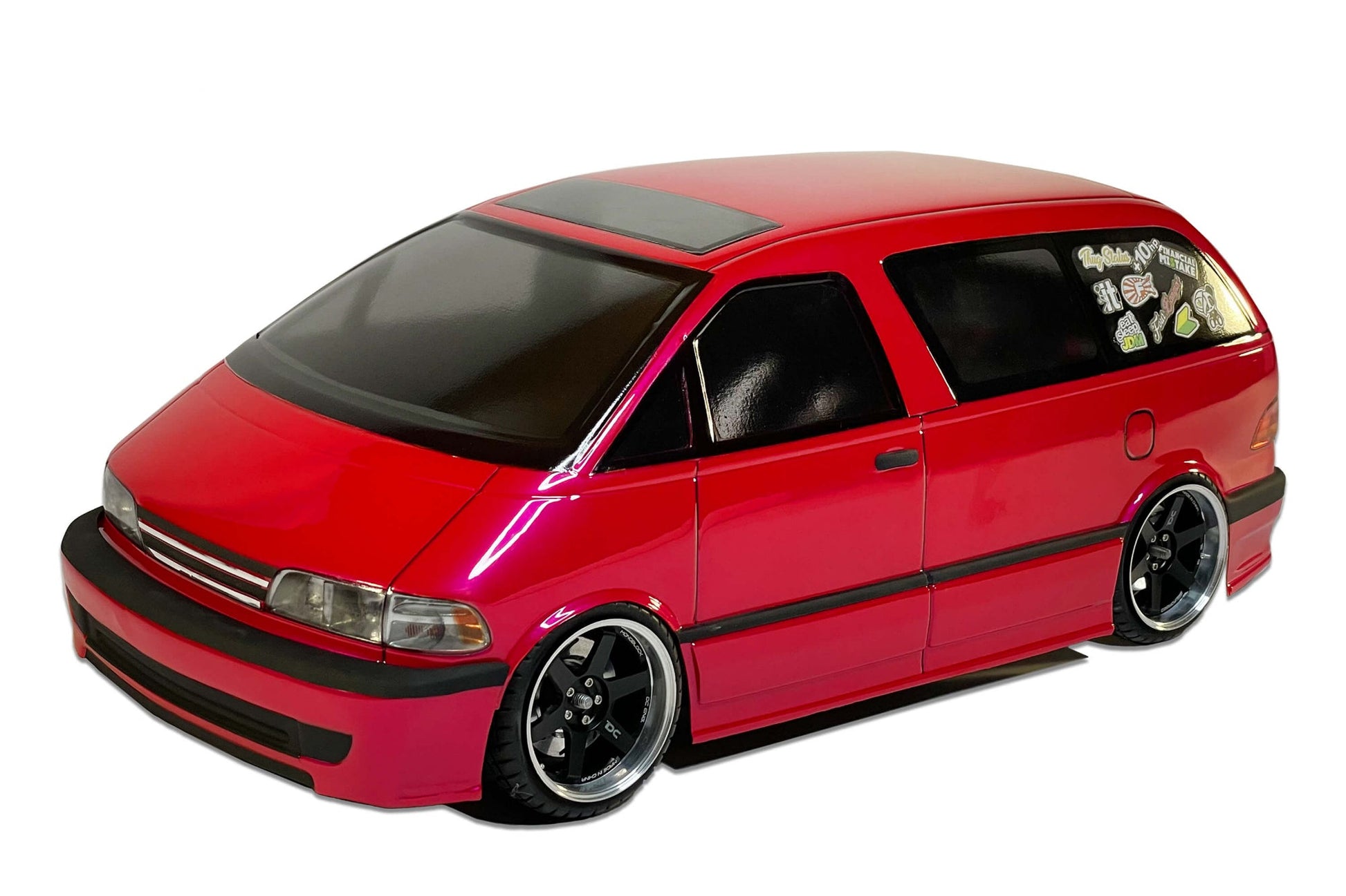 Previa Estima 1/10 RC body shell front view for 255–260mm wheelbase drift chassis