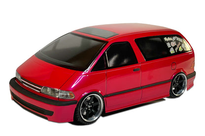 Previa Estima 1/10 RC body shell front view for 255–260mm wheelbase drift chassis