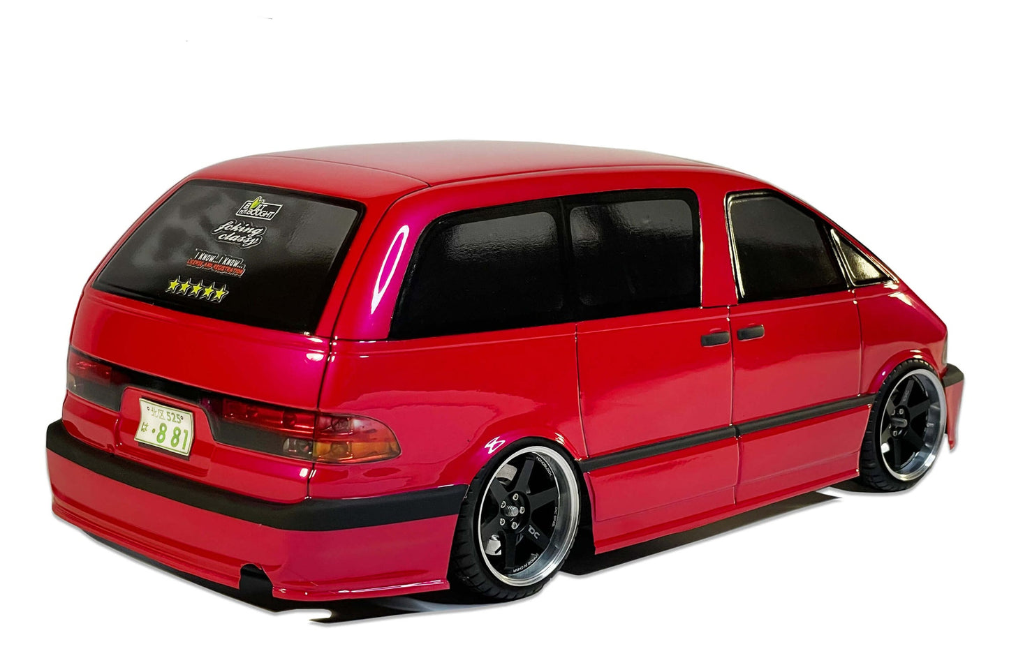 Previa Estima 1/10 RC body shell rear view with classic Japanese van styling