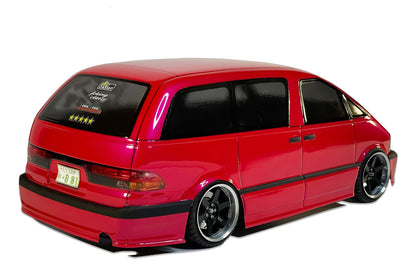 Previa Estima 1/10 RC body shell rear view with classic Japanese van styling