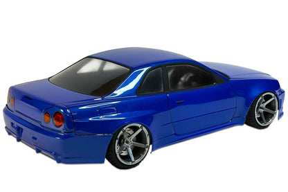 Nissan Skyline R34 1/10 RC body shell rear view with classic Skyline performance styling