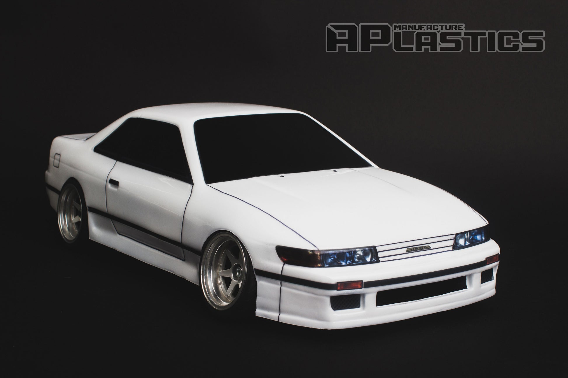 Nissan Silvia S13 V1 Stock 1/10 RC body shell front view for 255–260mm wheelbase drift chassis